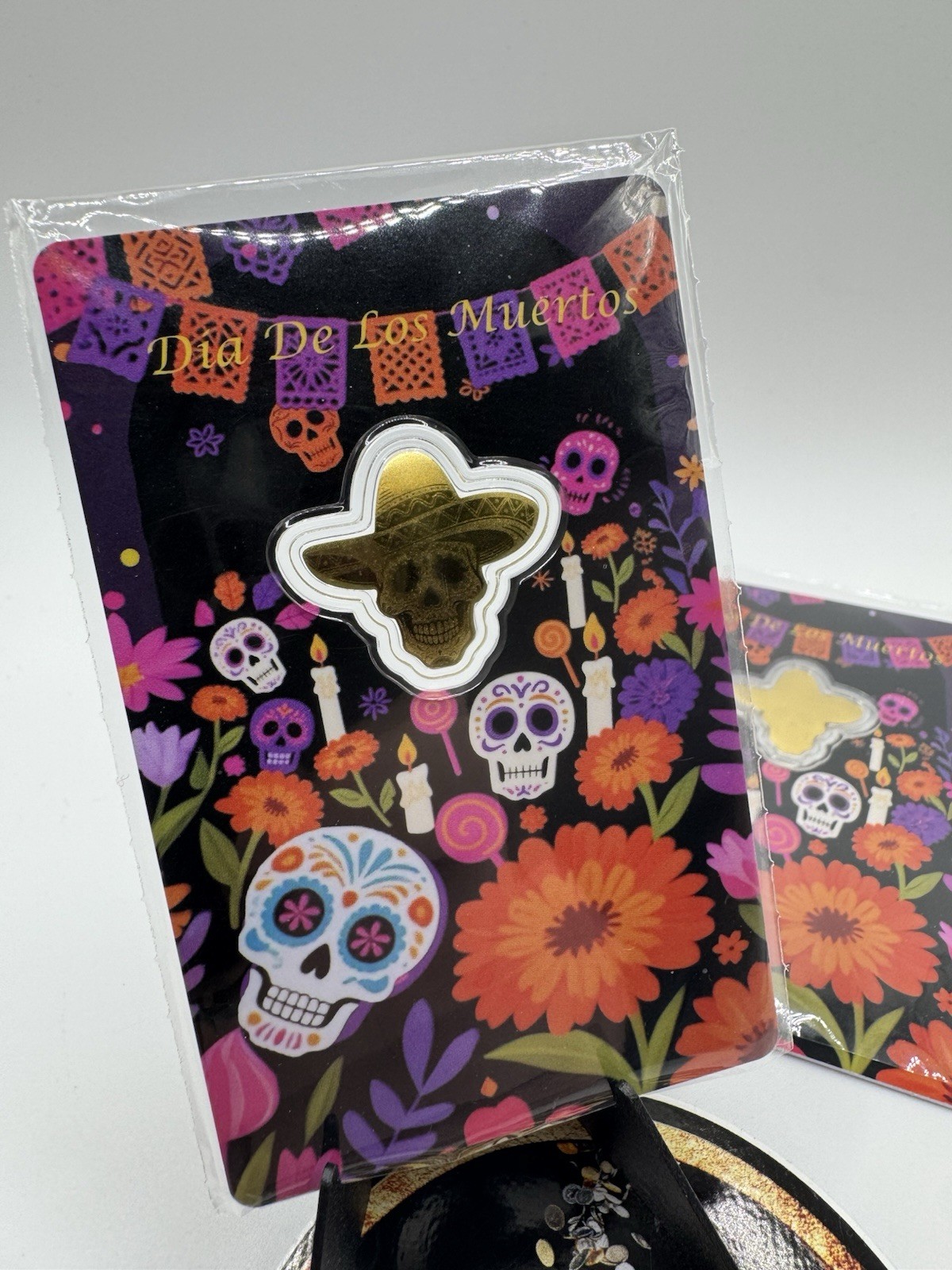 2026 Liberia 1/1000th Gold Carded Dia De Los Muertos Special Shaped with Capsule