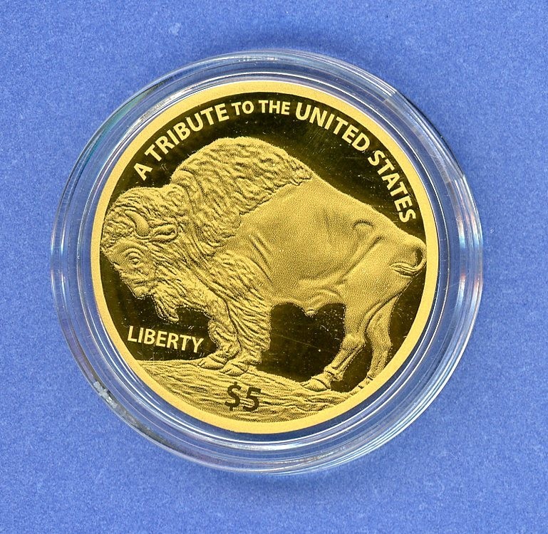 2018 Gold Cook Islands .2g $5 Buffalo Tribute 1 1/4″ Thin Coin #07 200 mg .9999