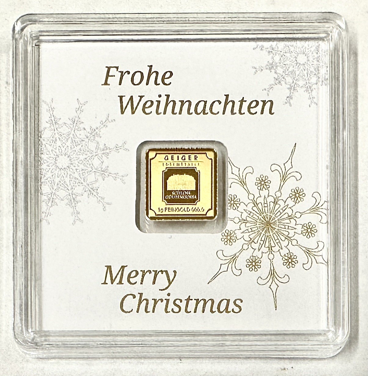 GEIGER 1 GRAM 999.9 GOLD BAR MERRY CHRISTMAS