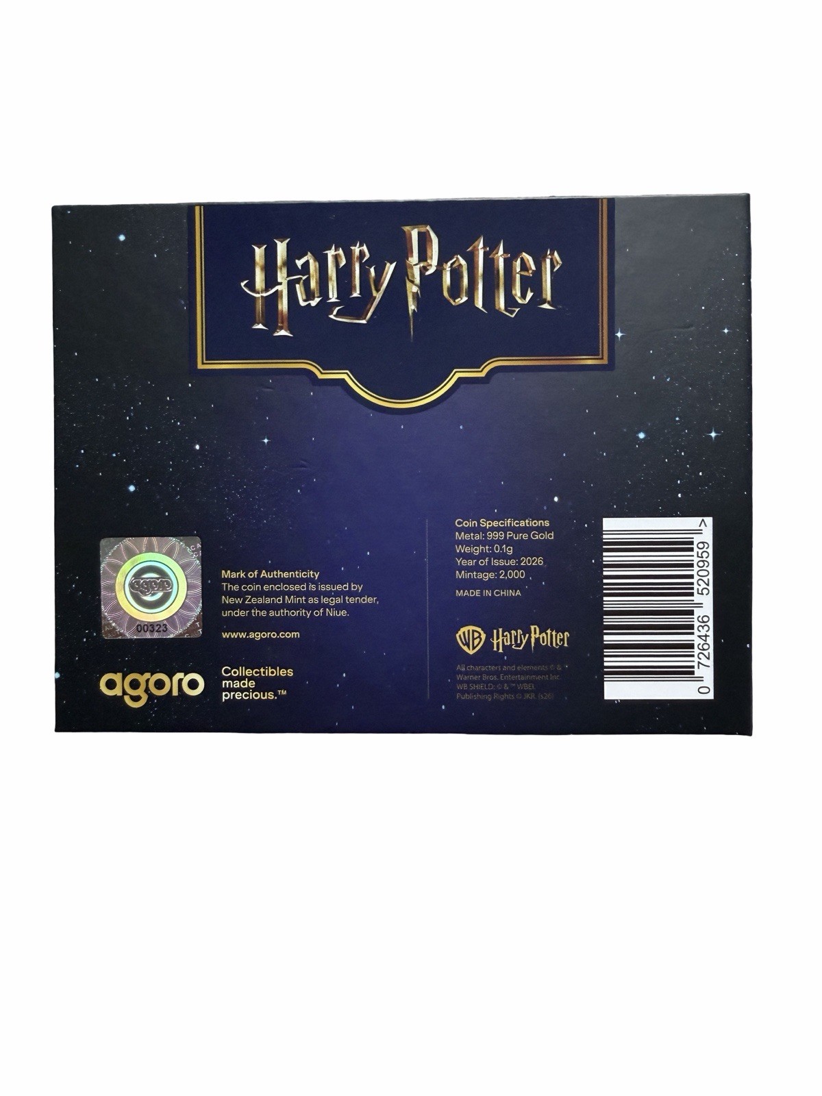 Harry Potter Golden Snitch 0.1g Pure Gold Agoro 25 Years Anniversary