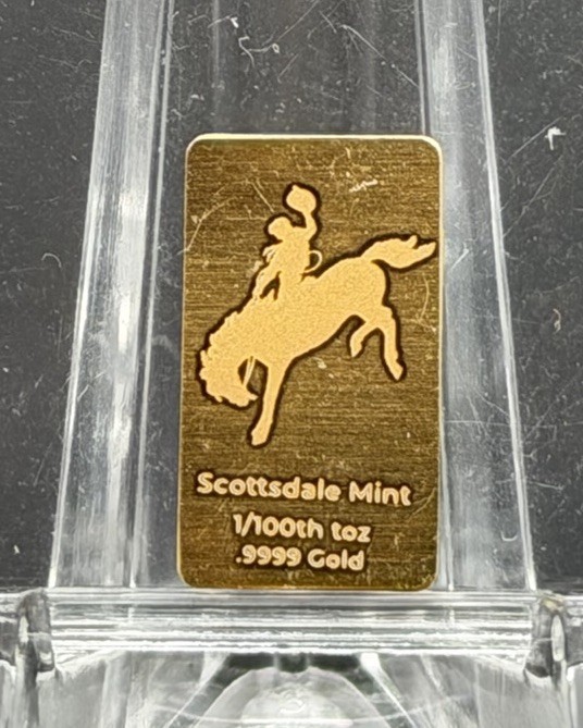 Scottsdale Mint 1/100 Oz Gold .9999 Horse Bucking Bronco Cowboy Wyoming Rodeo