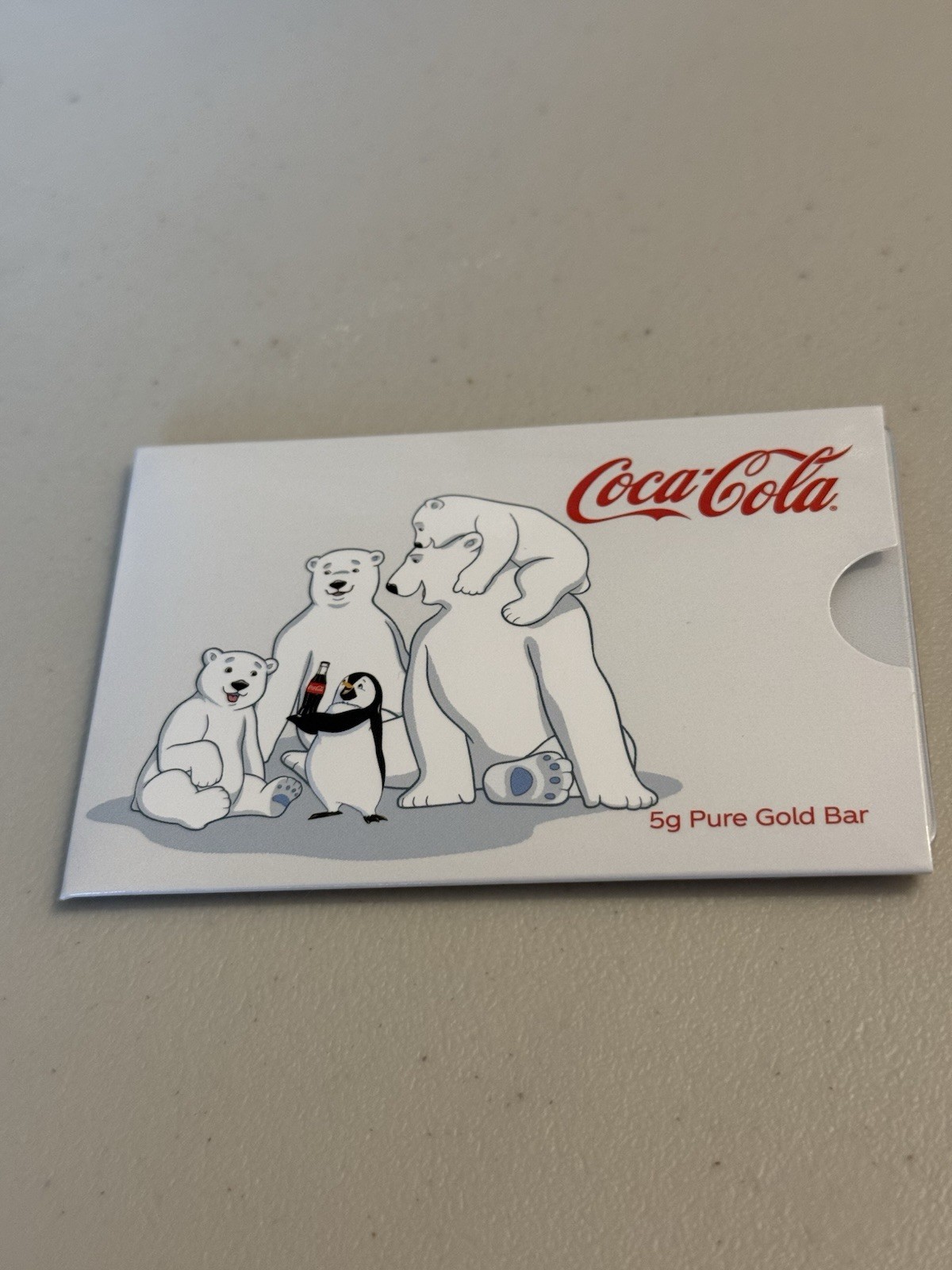 5 Gram Coca-Cola Holiday Polar Bear Gold Bar (New w/ Assay)