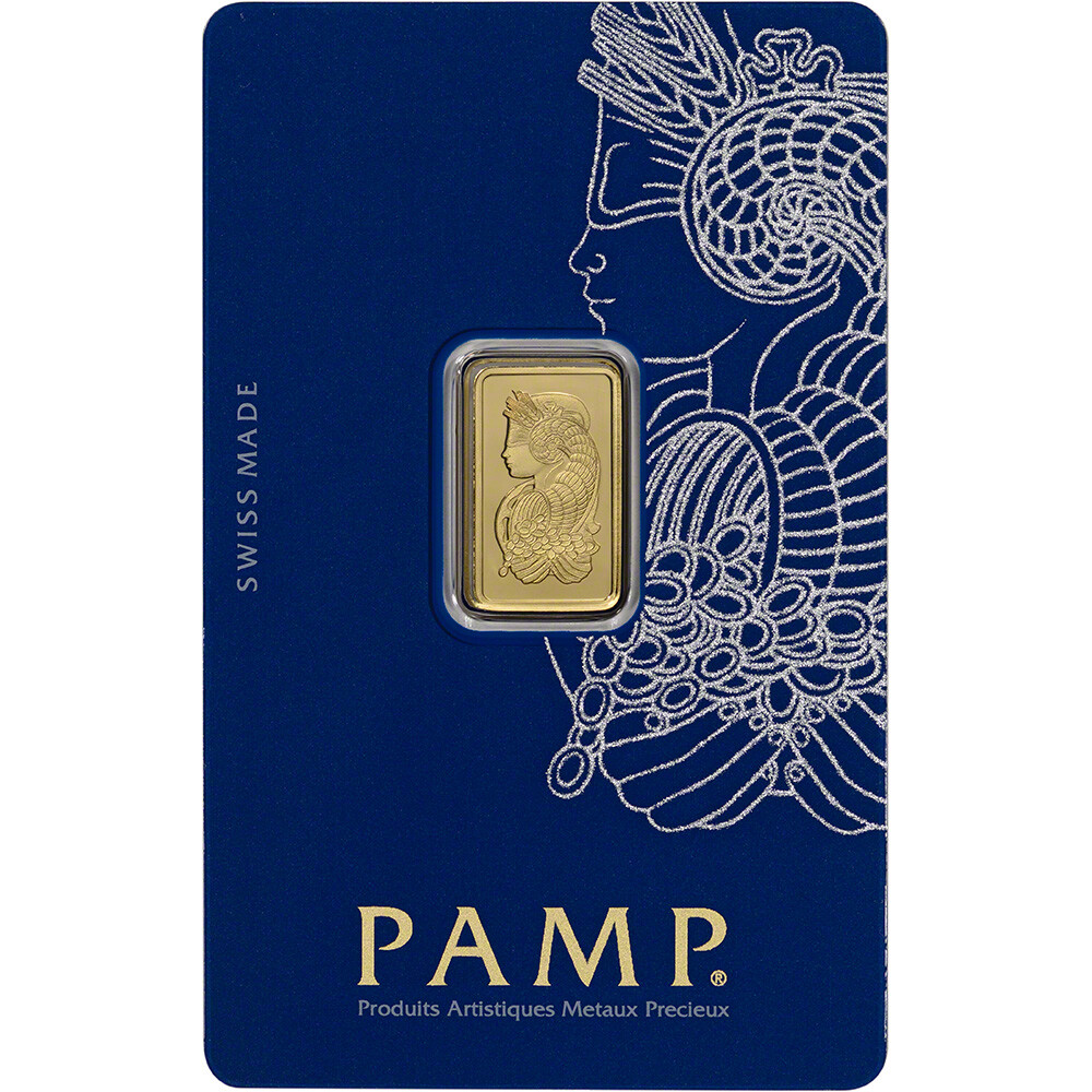 2.5 gram Gold Bar – PAMP Suisse – Fortuna – 999.9 Fine in Sealed Assay