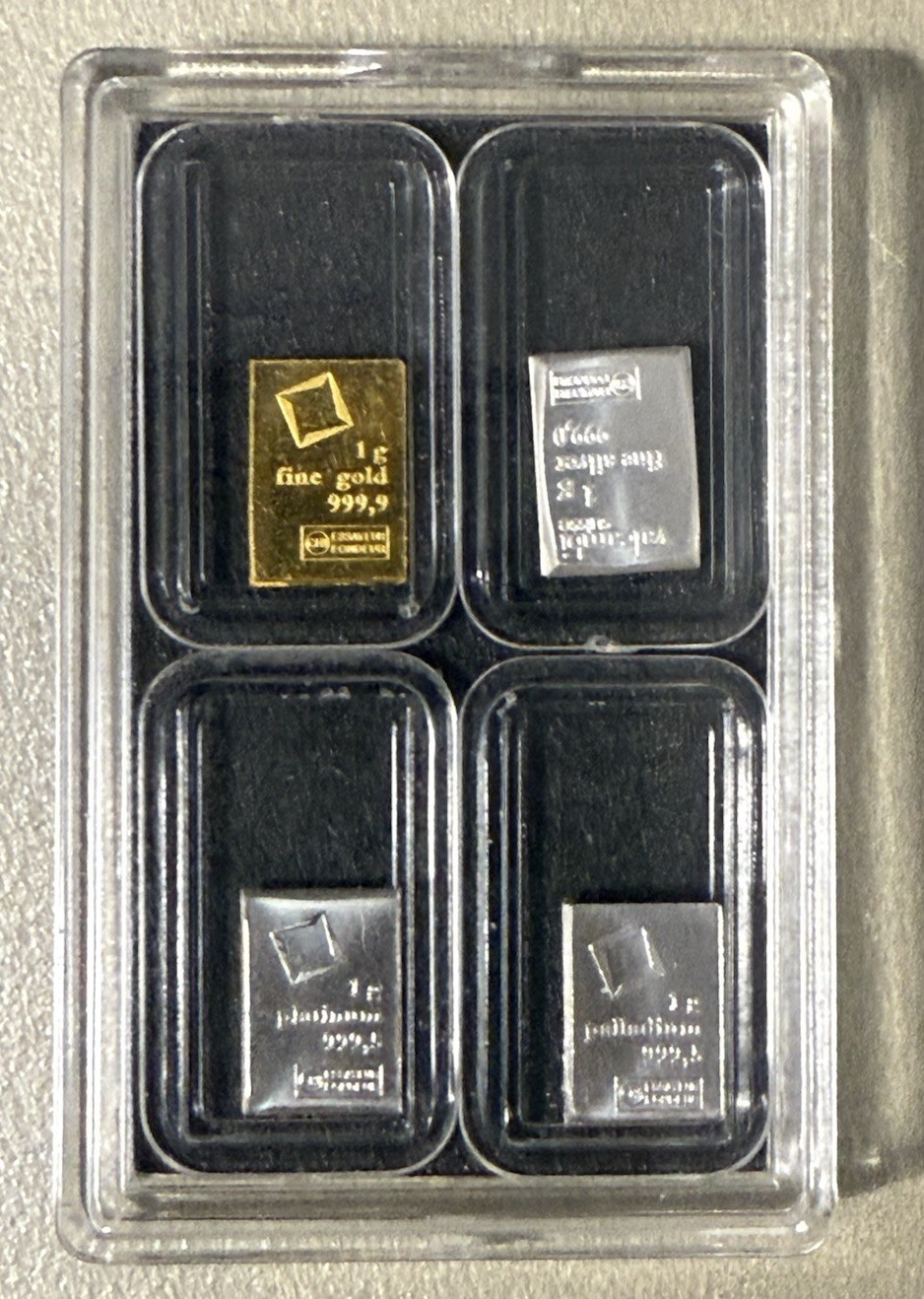 1 Gram Gold Platinum Palladium Silver Gram From CombiBar Lot 4g Total (4x1g)