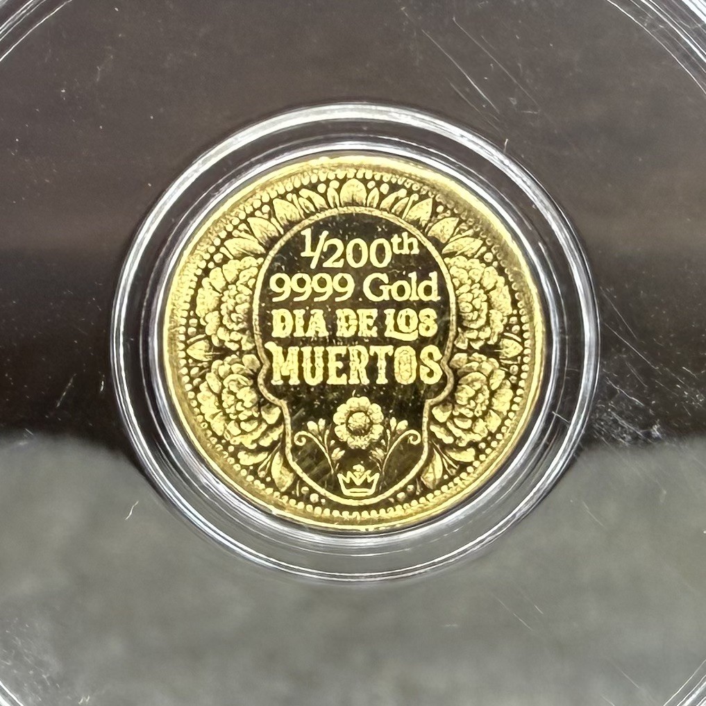 💀Sugar Skull – 1/200 oz .9999 Fine Gold Round in Capsule – Day of the Dead 💀