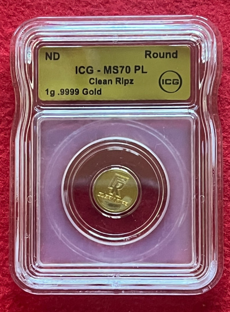 💥💥 Clean Ripz 1 Gram .9999 Fine Gold Coin – ICG Slabbed MS70PL 💥💥