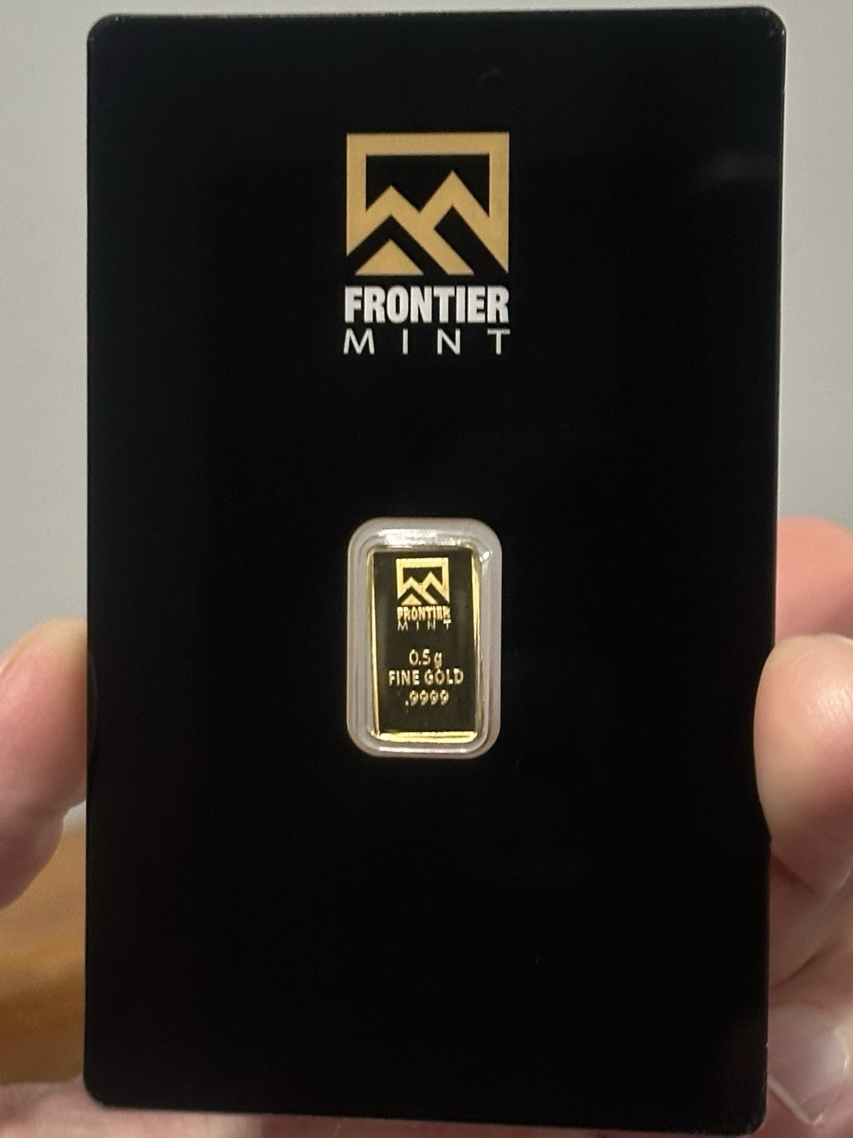 Frontier Mint 1/2 Gram .9999 Gold Bar Sealed in Assay Card Fractional Gold