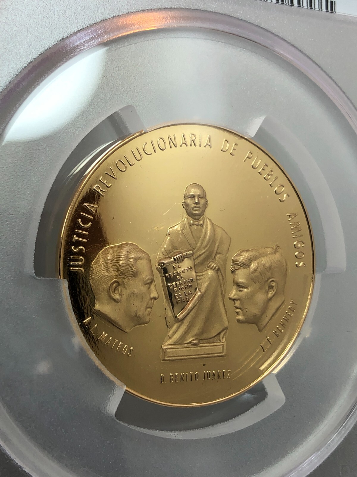 1963 Mexico ~ Recovery of Chamizal ~ Gold Medal PCGS SP63 ~ Grove 828 (63.49g)
