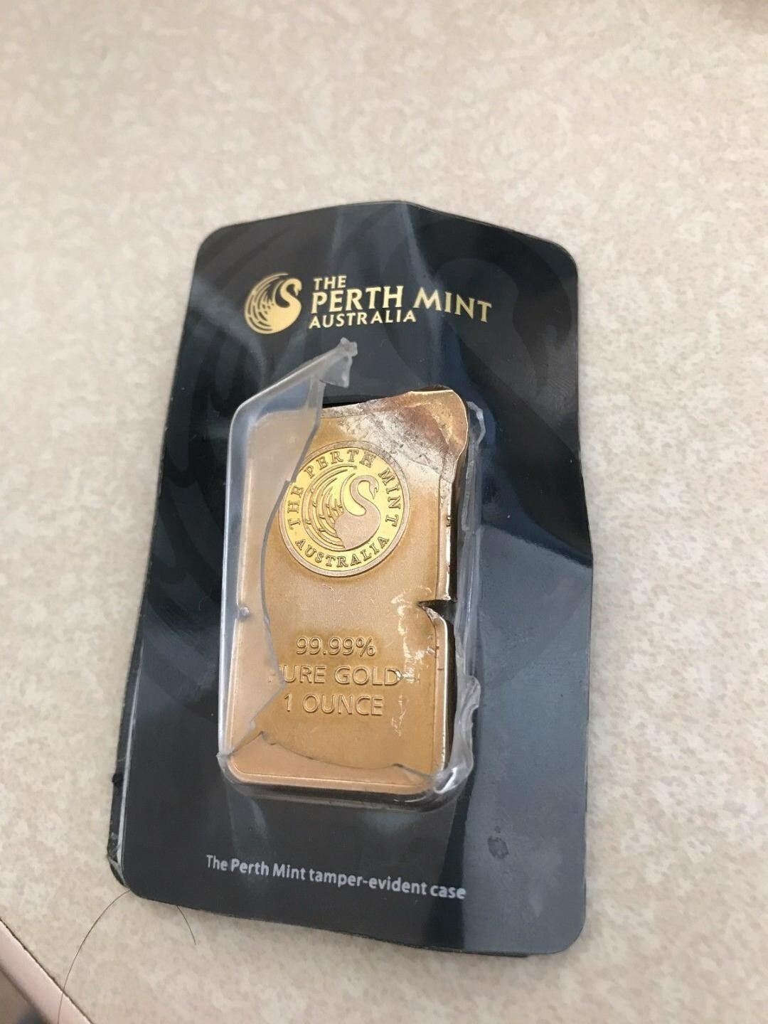 1 oz. Gold Bar – Perth Mint – 99.99 Fine in Assay Fake Gold Bar NOT FOR SALE