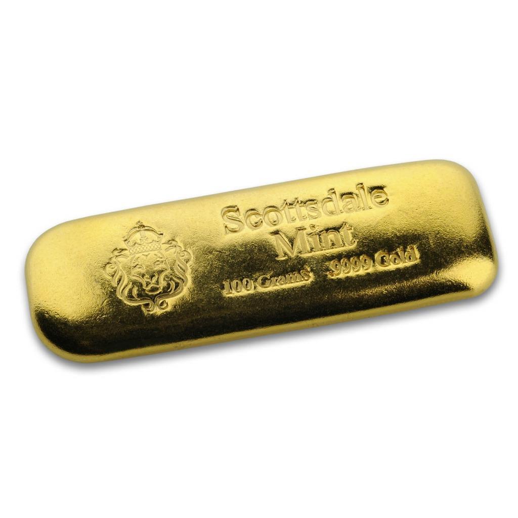 Scottsdale Mint 100 gram .9999 Gold Bar – 3.2150 oz Solid Gold #A497