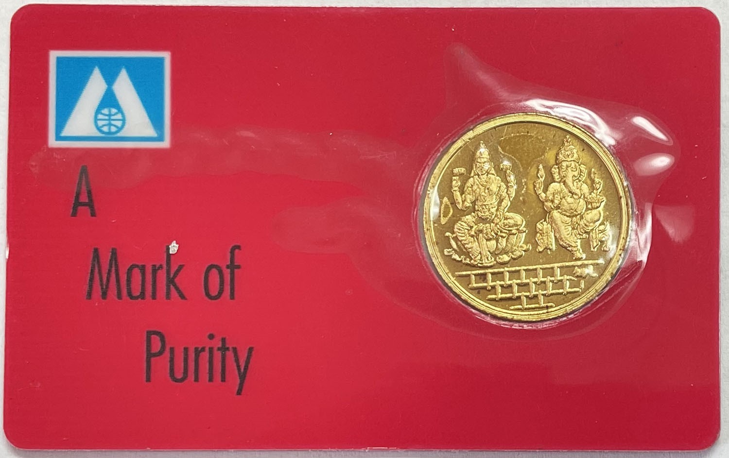 GOLD 10 GRAMS 9999 FINE 24KT INDIA NEW DELHI HINDU VISHNU & GANESHA SEALED ROUND