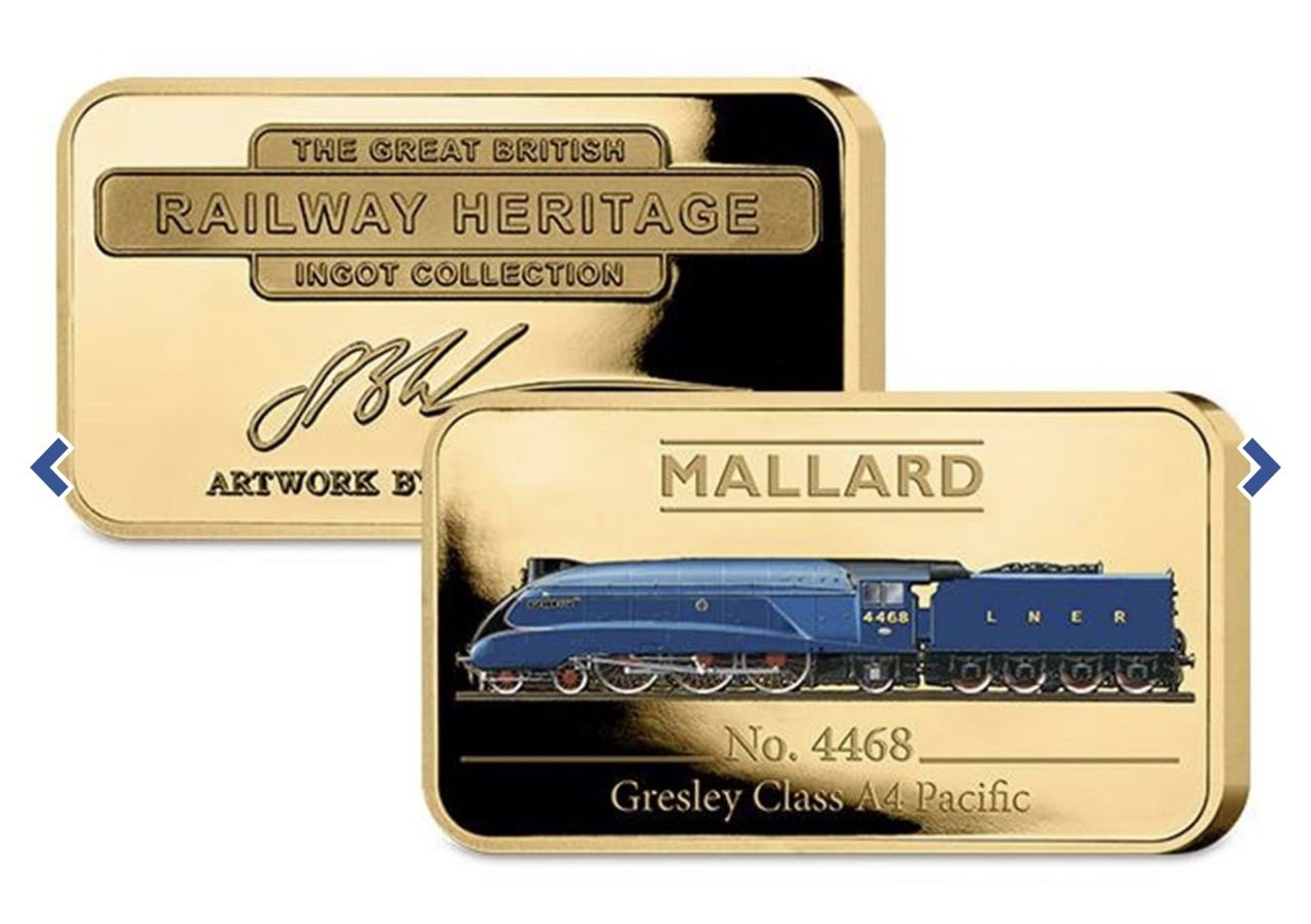 FAMOUS MALLARD – GREAT BRITISH RAIL WAY HERITAGE GOLD PLATED INGOT CAPSULED