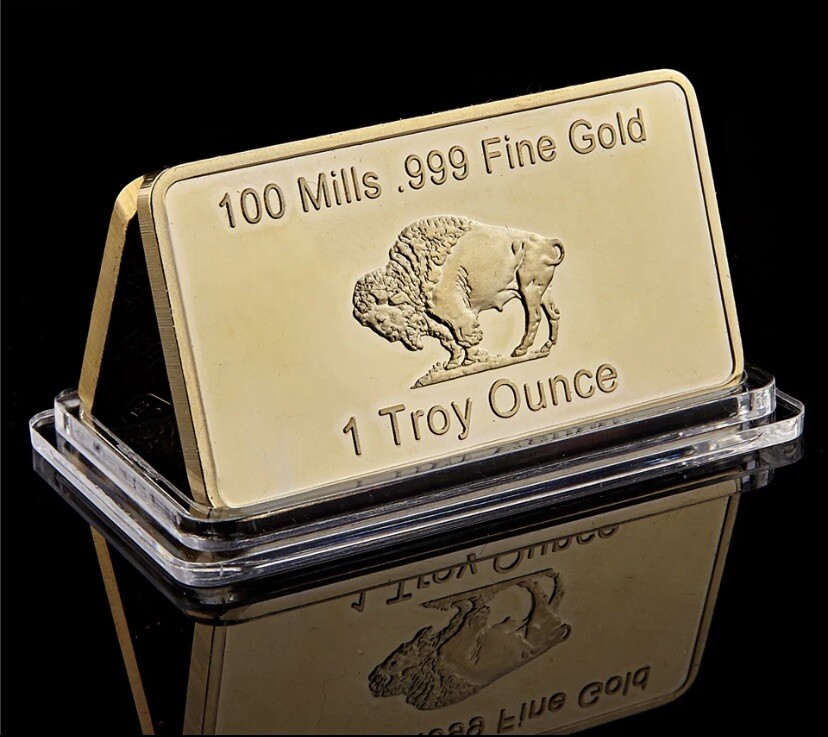 1 OZ – Gold Buffalo Bullion Bar . 999 Fine 24k