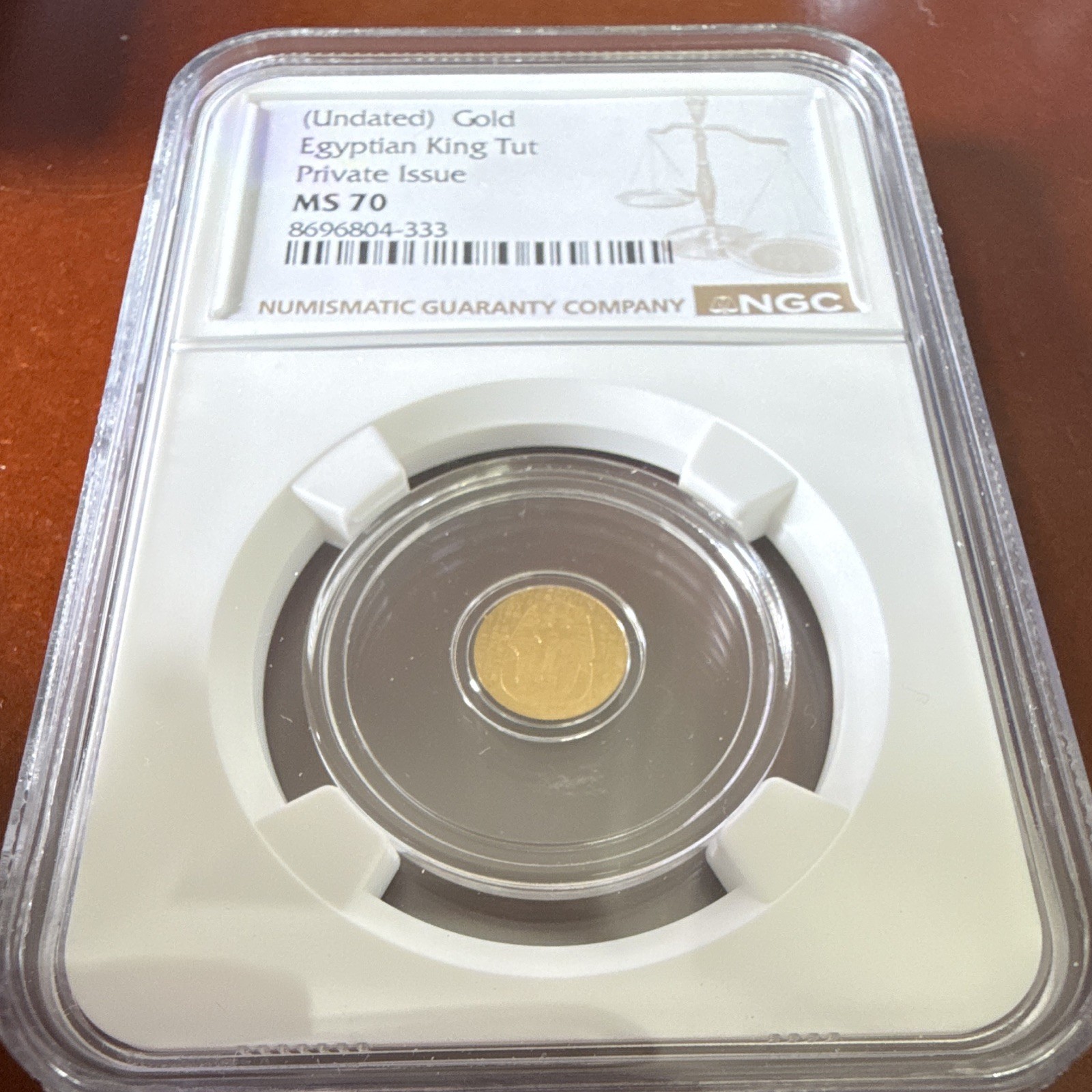 NGC MS70 Undated 1/200 oz Gold Round Egyptian King Tut Private Issue