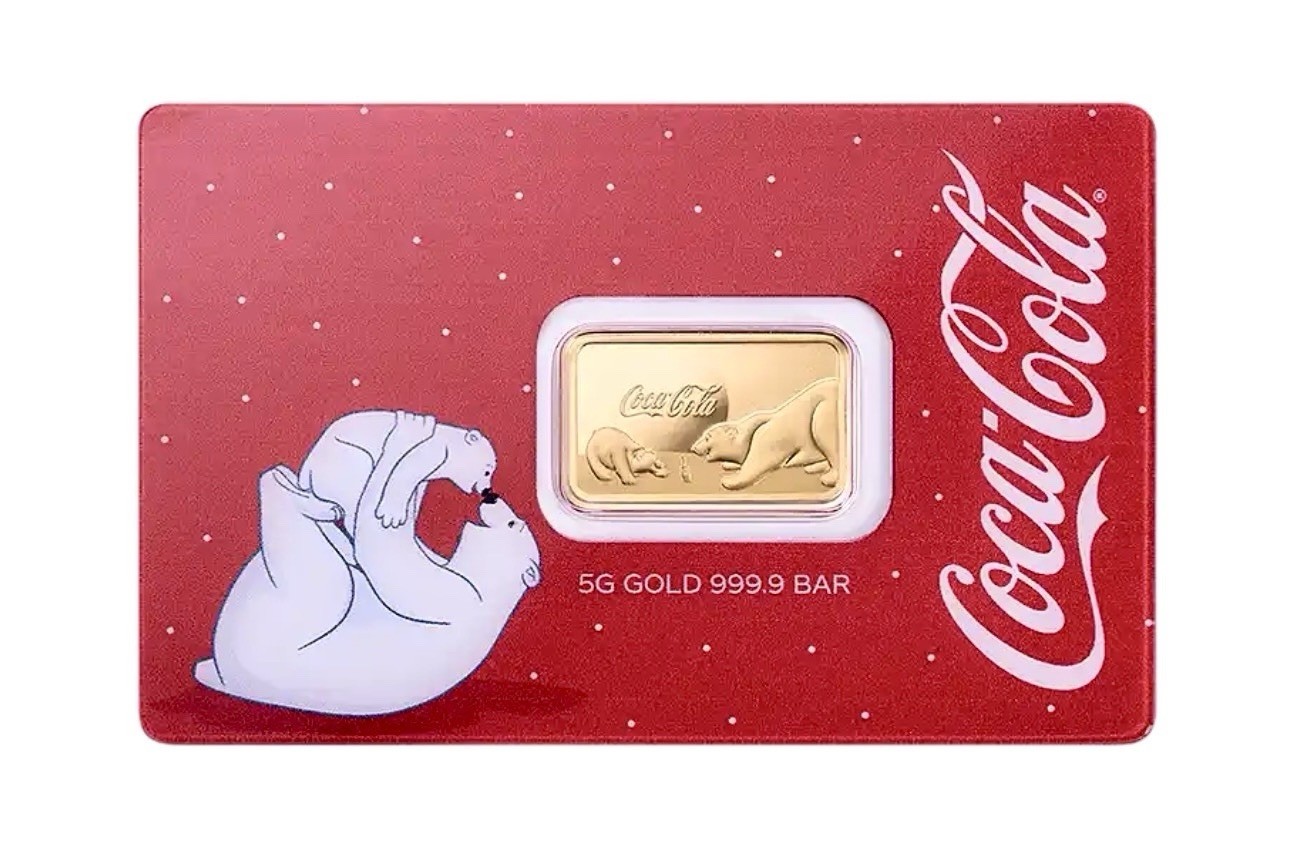 PAMP COCA-COLA® 5 GRAM GOLD BAR POLAR BEAR SERIAL #0343 LIMITED MINTAGE OF 5,000