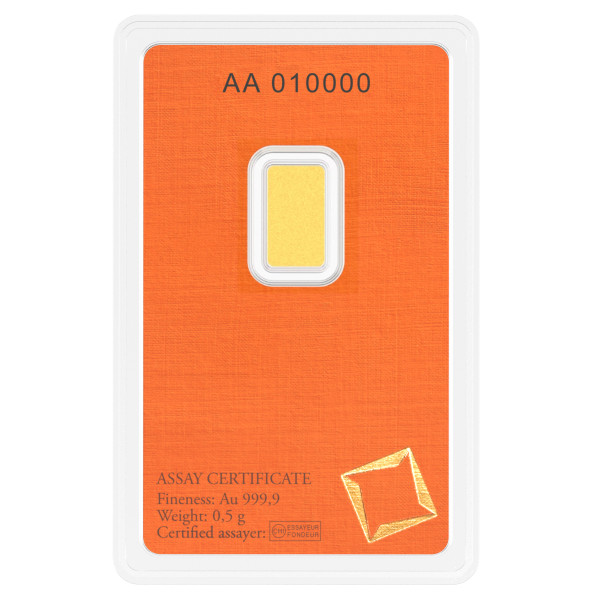 .5 gram Gold Bar – Valcambi Suisse – 999.9 Fine in Assay