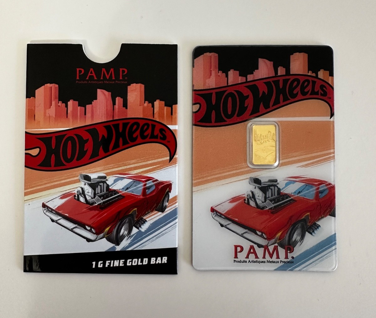 PAMP Suisse Hot Wheels 1 Gram Gold Bar 1g Gold Bar Limited Mintage 5000