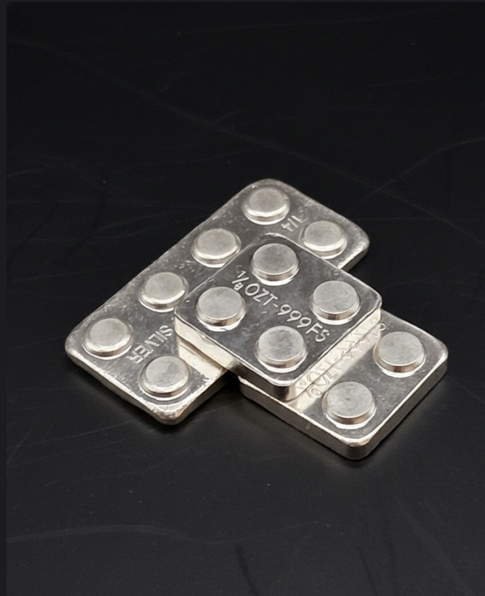 Silver Starter Lot: (2) 1/8 oz .999 Fine Silver Bricks – Stackable Bullion Bar