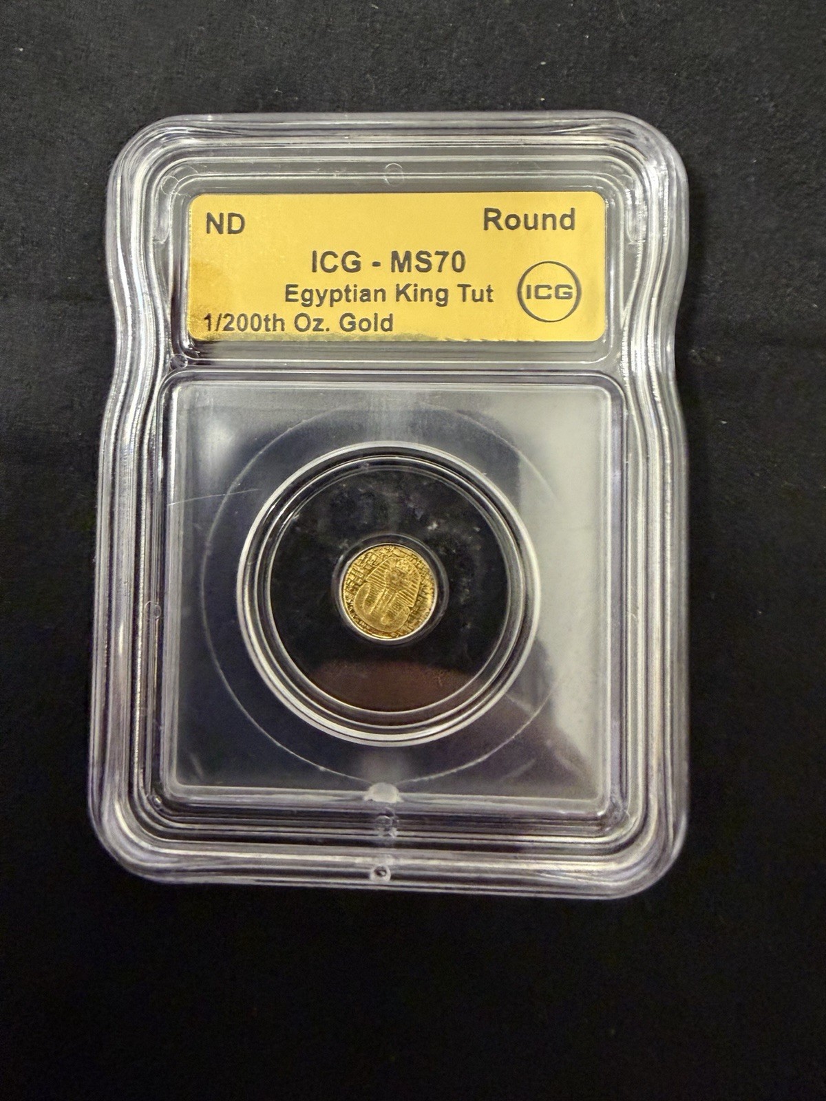 ICG MS70 Egyptian King Tut Gold Round Coin 1/200th oz Gold Content