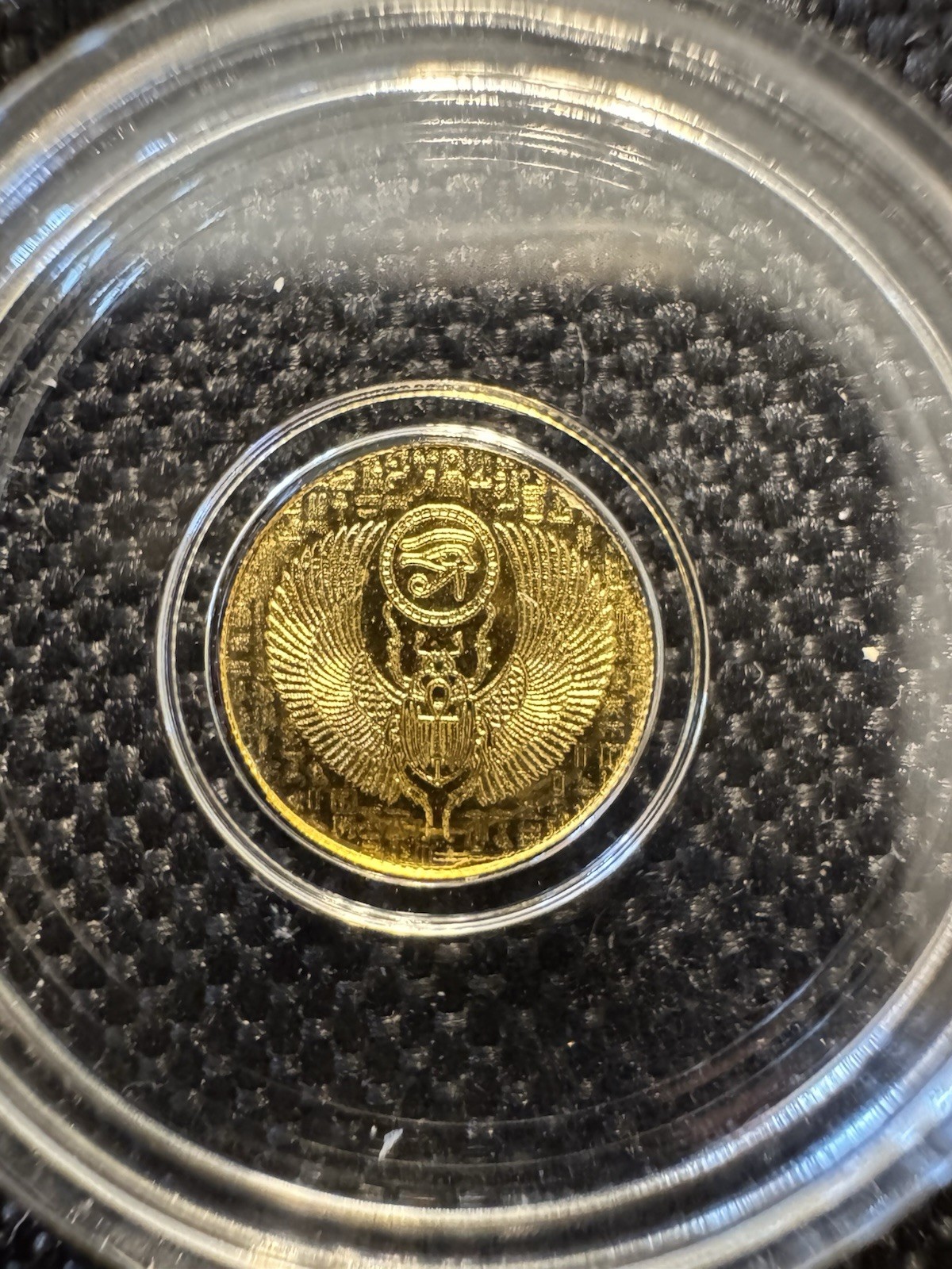 Lot of 3 • 1/200 oz .9999 Fine Gold Rounds •Eye of Horus & Ankh •Egypt Design BU