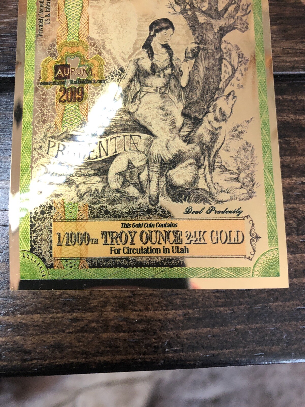 1 Utah Goldback -Aurum Gold Foil Note- 24K GOLD!-1/1000 OZ GOLD-AS LOW AS $9.74!