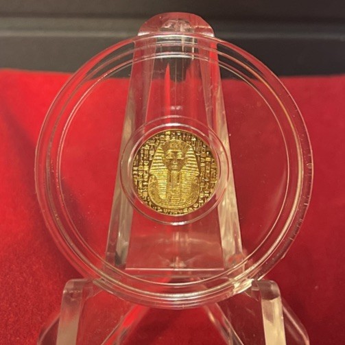 ⭐️1/200th Fine Gold Round Coin Egyptian King Tut w/ Capsule .9999 Fine Gold