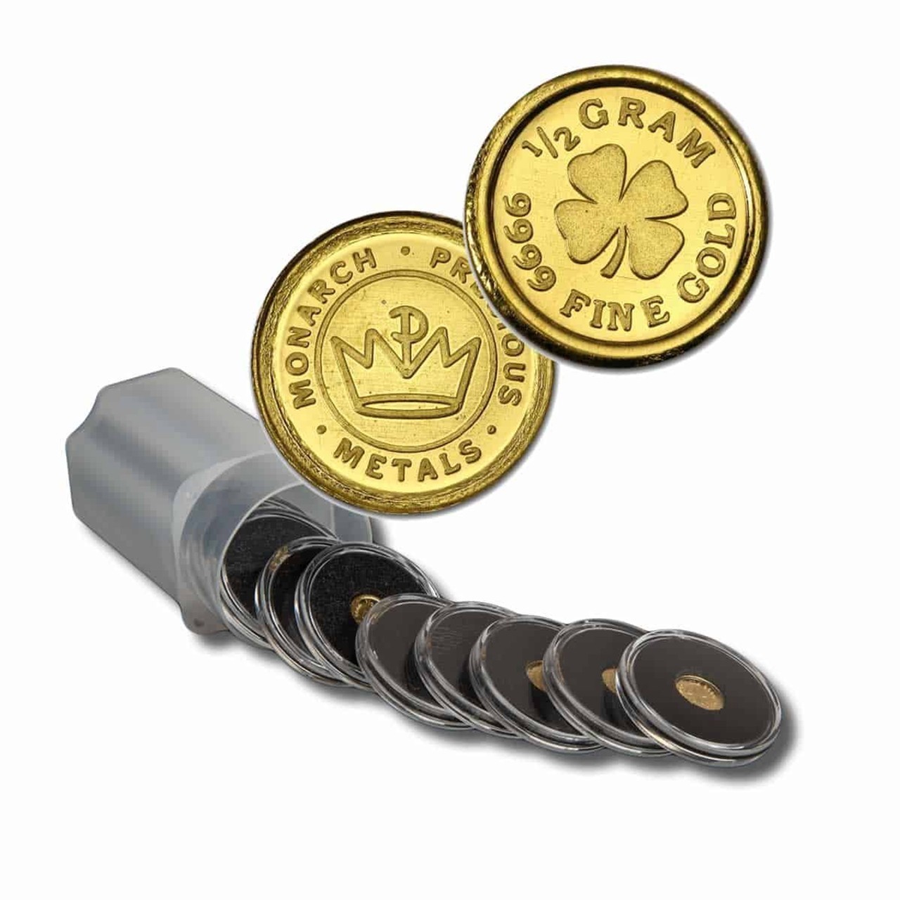 Pure Gold Rounds .5 Gram .9999 Pure Lucky Bullion Coin In Capsule
