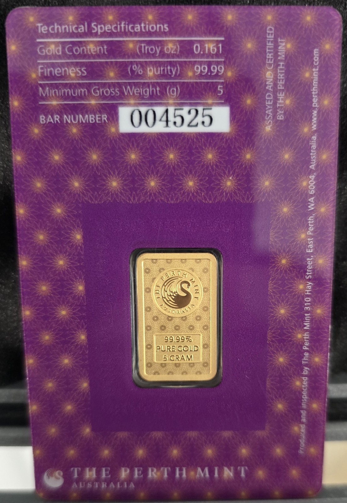 5g Perth Mint Lakshmi design (Diwali series) New In Assay