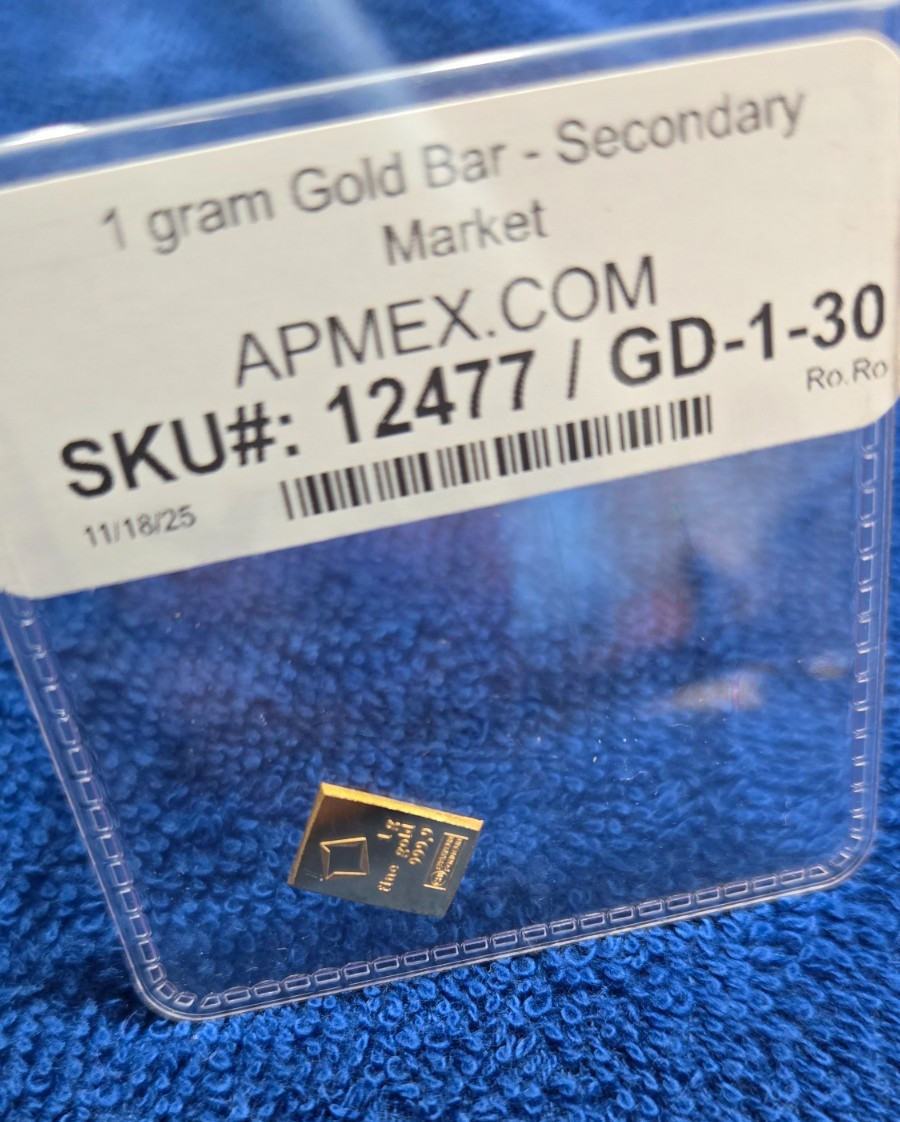1 gram Gold Bar Valcambi .999 Fine Gold APMEX 24k Gold Bar