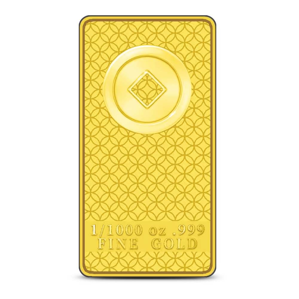 1/1000 oz Proof God of Wealth Gold Bar (New w/ Assay)
