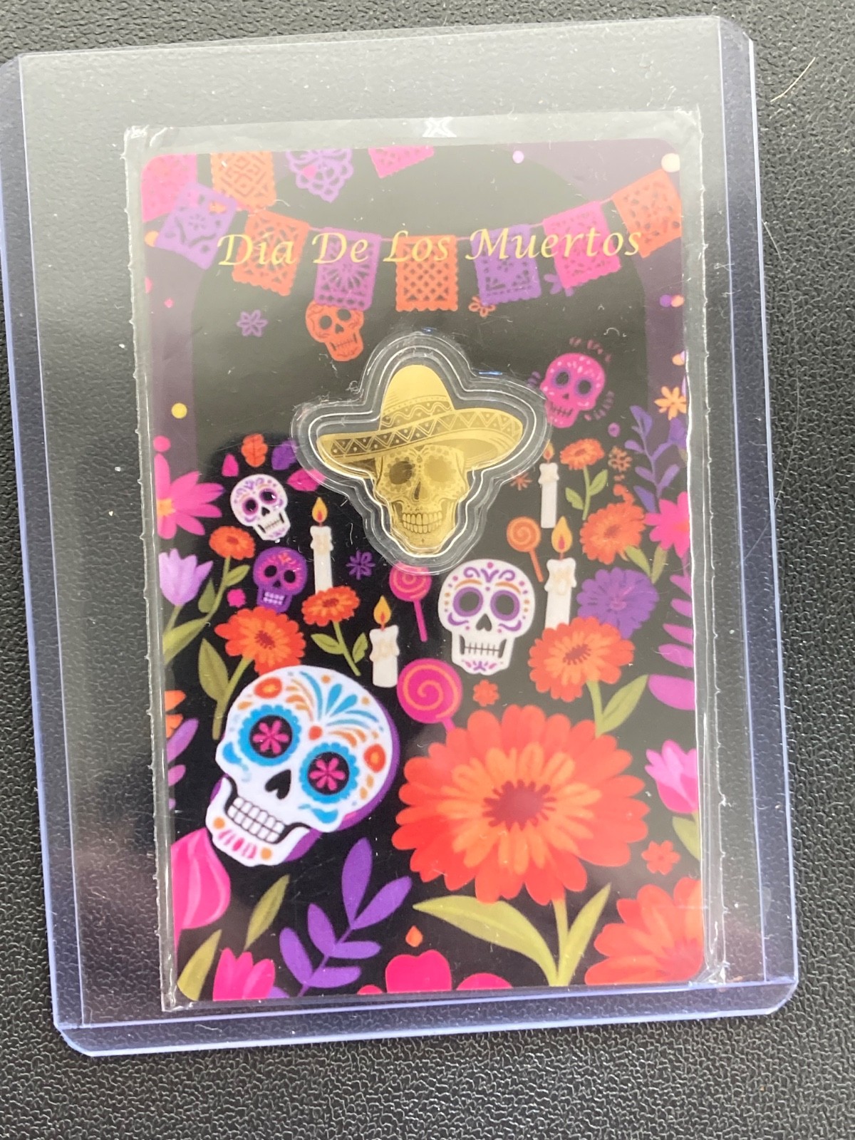 2026 Liberia 1/1000th Gold Carded Dia De Los Muertos Special Shaped with Capsule