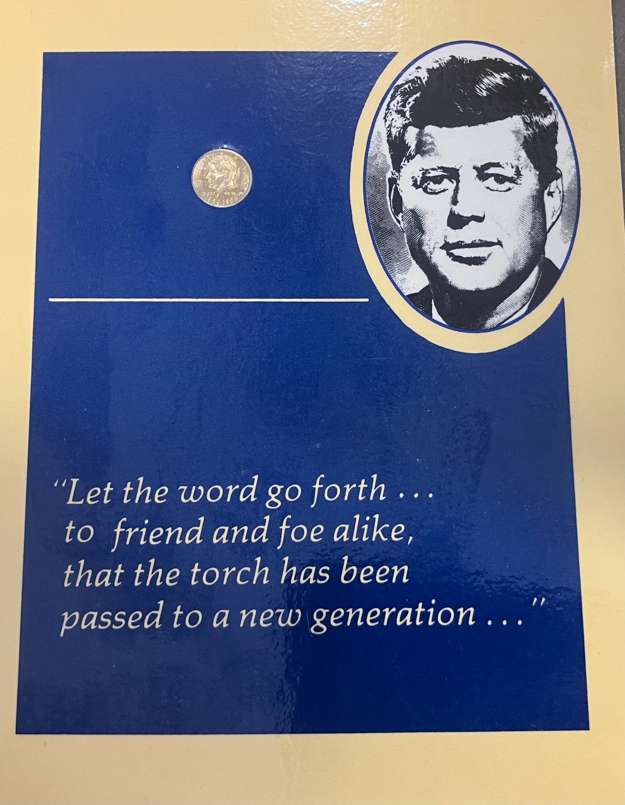 JFK 20th Anniversary Tribute, 14K GOLD Miniature Half Dollar & COA, 1964 – 1984
