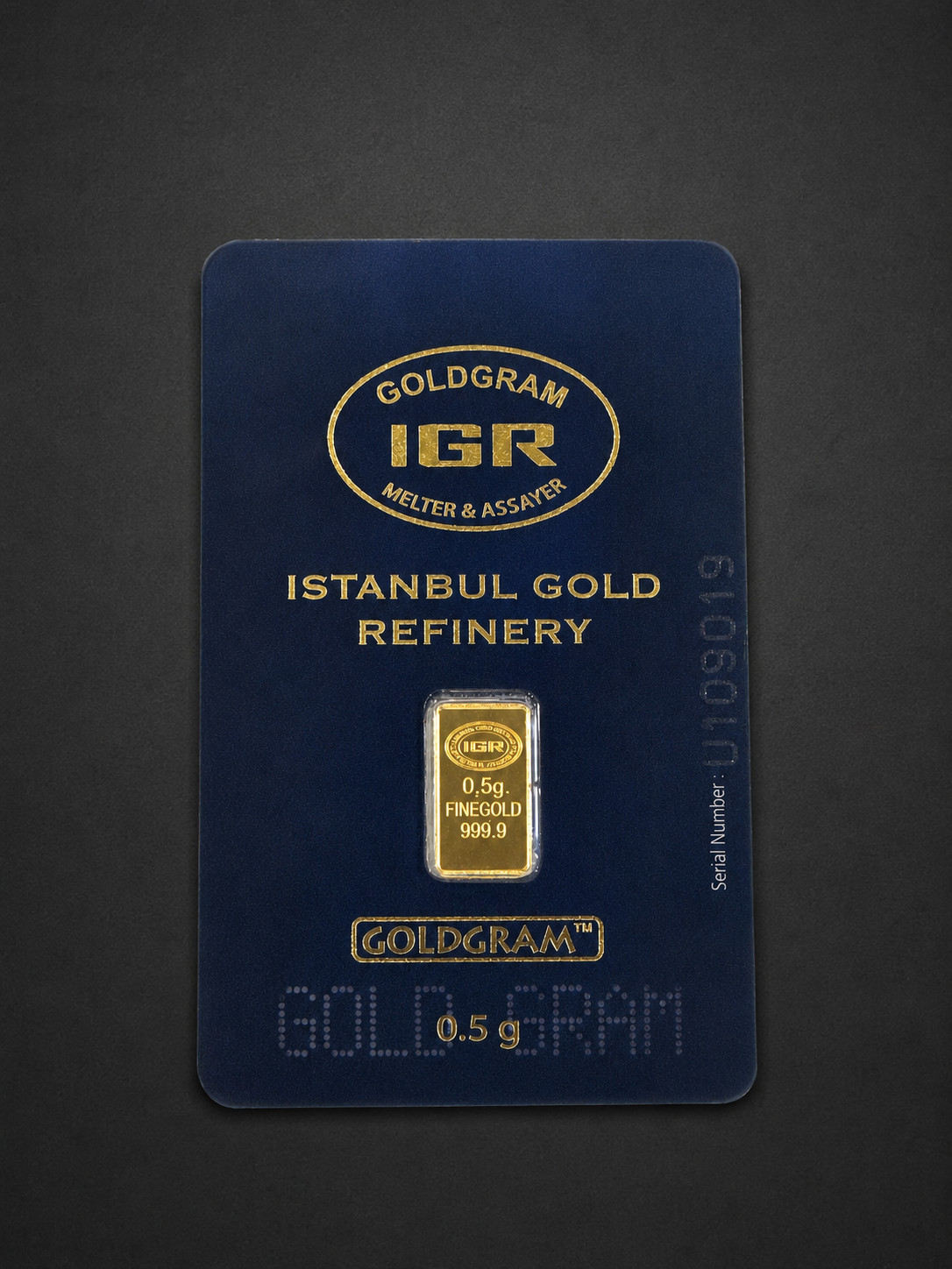 0.5g IGR Gold Bar .9999 Fine Gold Certified Assay Card Istanbul Gold Refinery Bu
