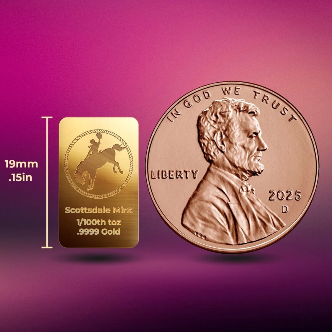 1/100 oz .9999 Gold Bar – Cowboy Hallmark Gold Bullion Bar #A564