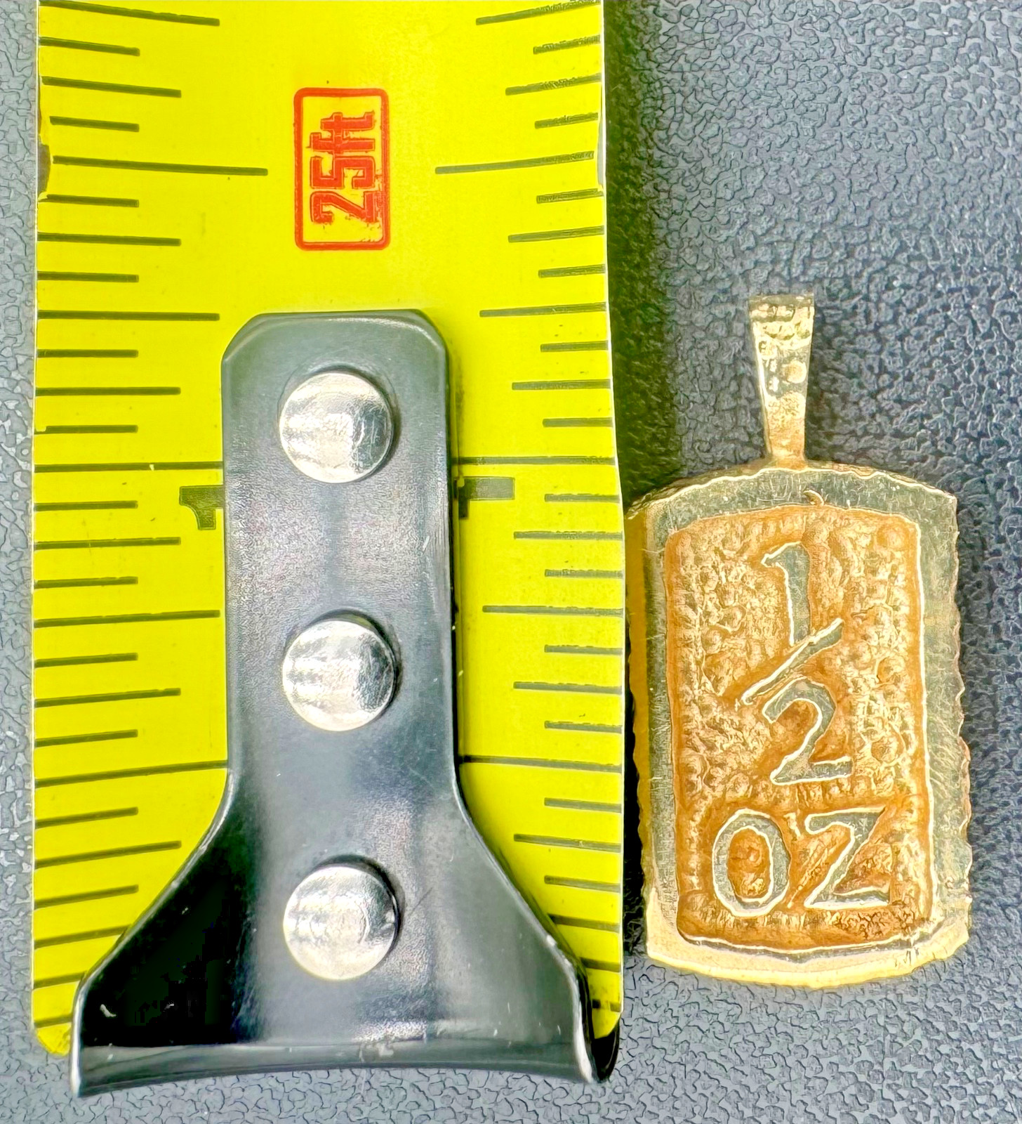 Vintage 14kt Gold 1/2ozt Gold Nugget Style 1in. x 5in. Bar Pendant with 5mm Bale