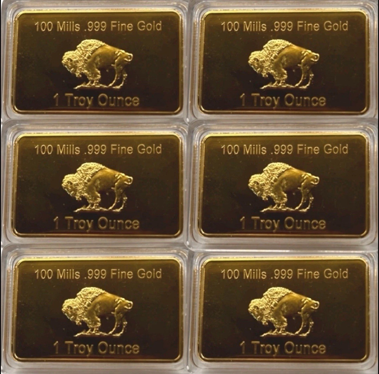 (6) 1 OZ – Gold Buffalo Bullion Bar .999 Fine 24k GOLD BARS