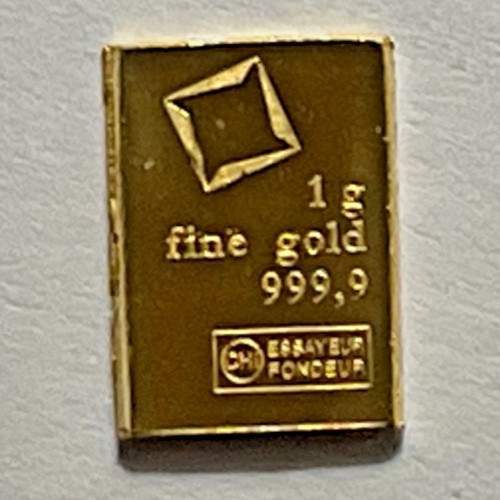 Lot Of 2- 1 Gram Gold Bar Loose -Valcambi Suisse .9999 Fine Gold, Secondary Mkt