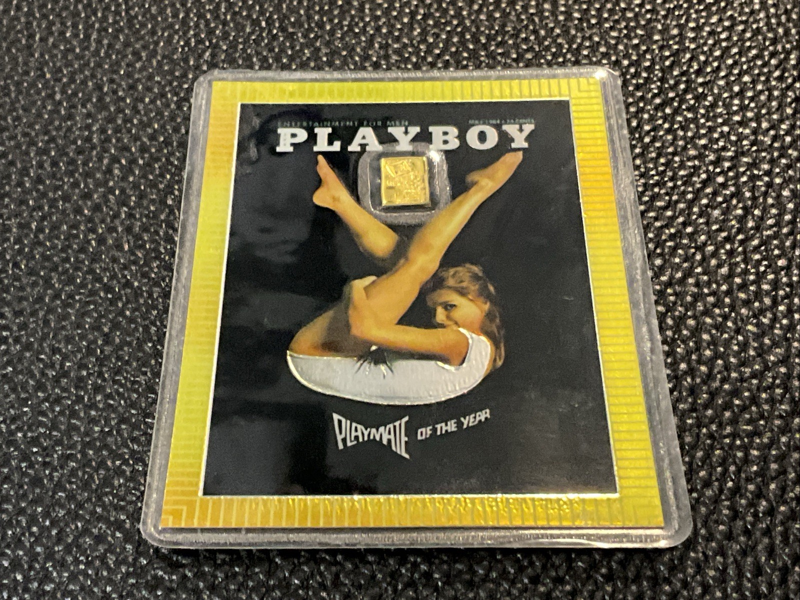 1 gram Gold CombiBar™ Valcambi Suisse .9999 Fine Gold Bar On Playboy Cover Card