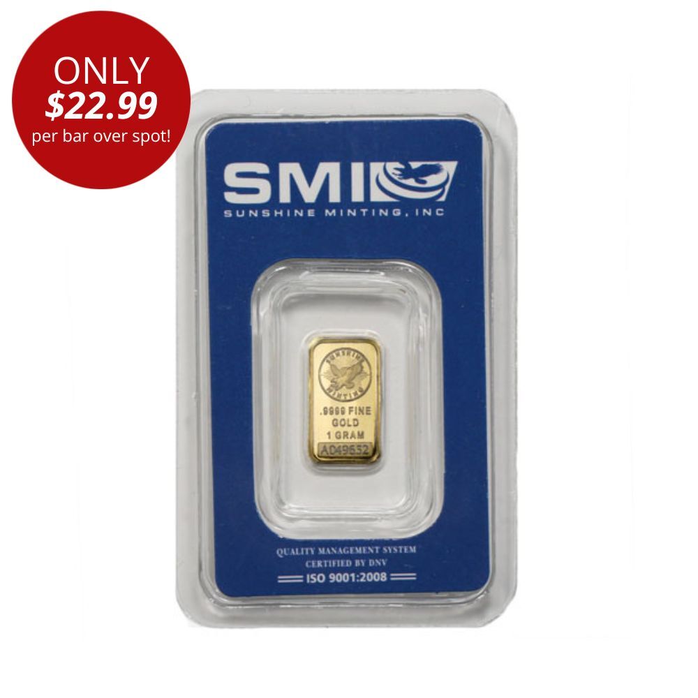 1 Gram Sunshine Gold Bar (New w/ Assay, MintMark SI) ON SALE!