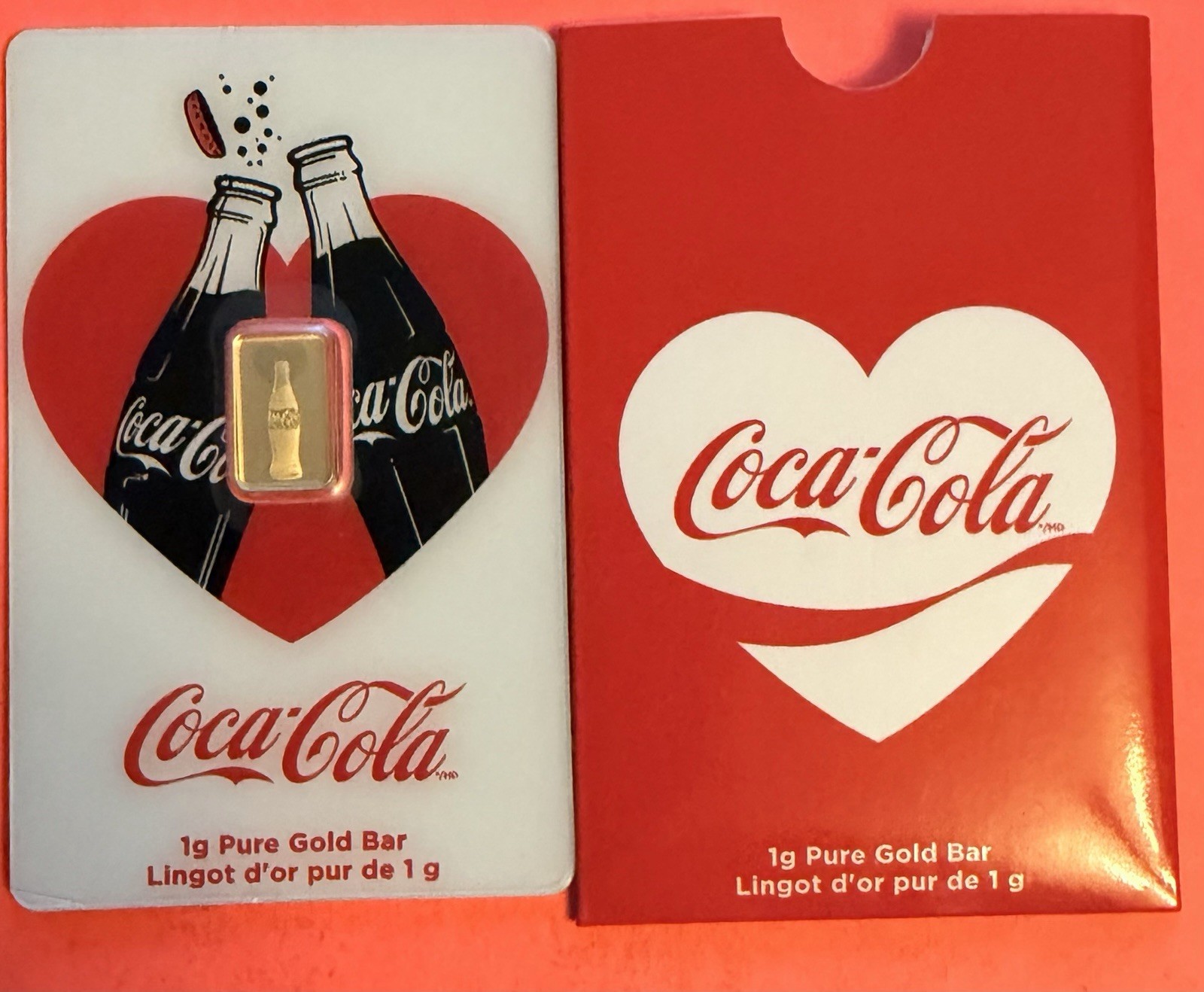 1g Gold Bar PAMP Suisse Coca-Cola Card .9999 Fine Gold Sealed Assay
