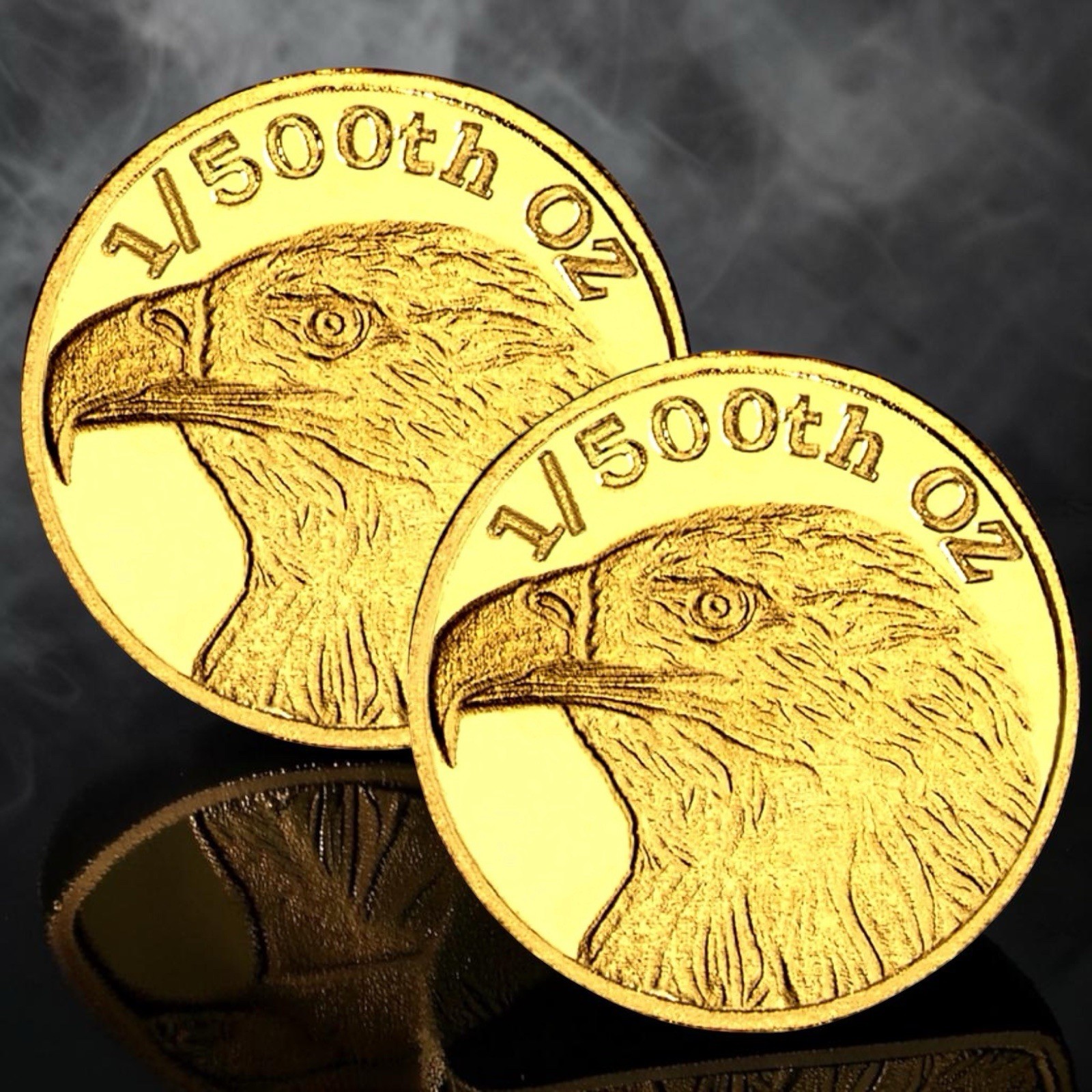 LOT 2 X 1/500 OZ AMERICAN BALD EAGLE .9999 FINE GOLD ROUNDS IN SEALED CAPSULE BU