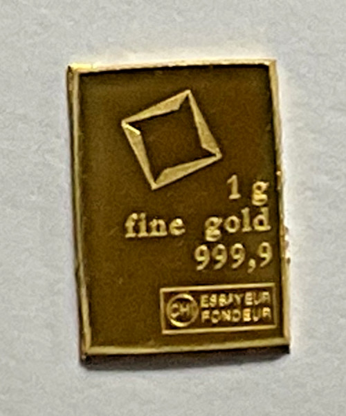 Lot Of 2- 1 Gram Gold Bar Loose -Valcambi Suisse .9999 Fine Gold, Secondary Mkt