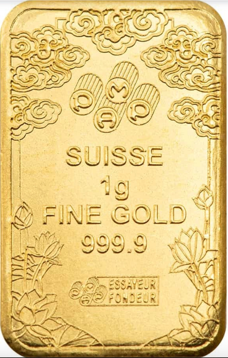 PAMP Dragon 1 Gram Gold Bar Multigram Good Luck Dragon .9999 Fine Bar