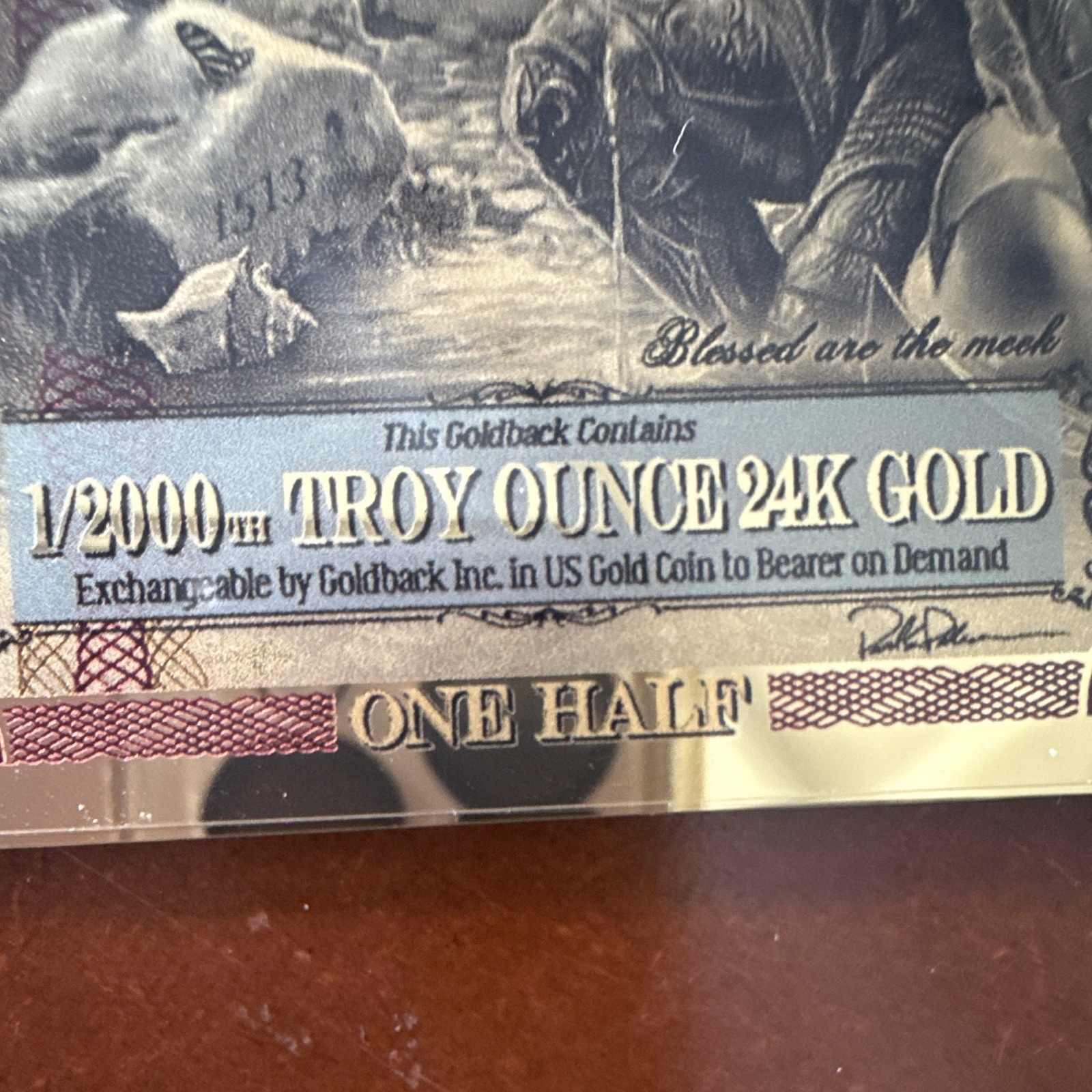 Goldback 2025 One Half 1/2000 oz 24K Gold Note Bar Total Gold Content