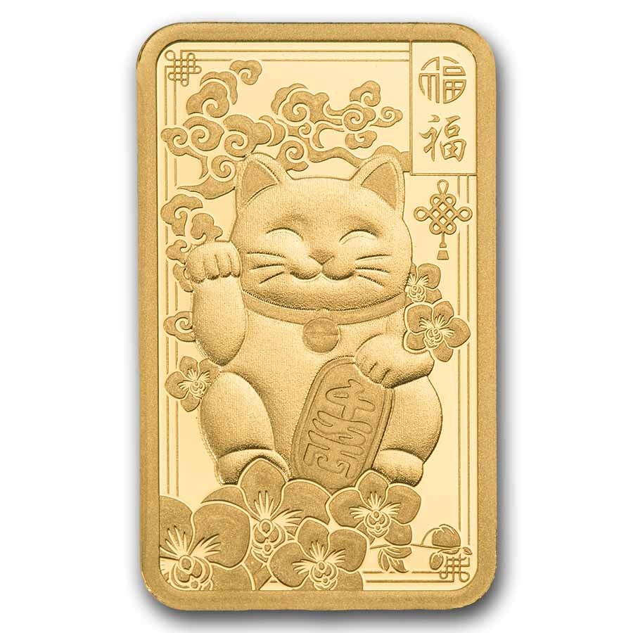 2.5 gram Gold Bar – PAMP Suisse Lucky Cat (In Assay w/ Sleeve)
