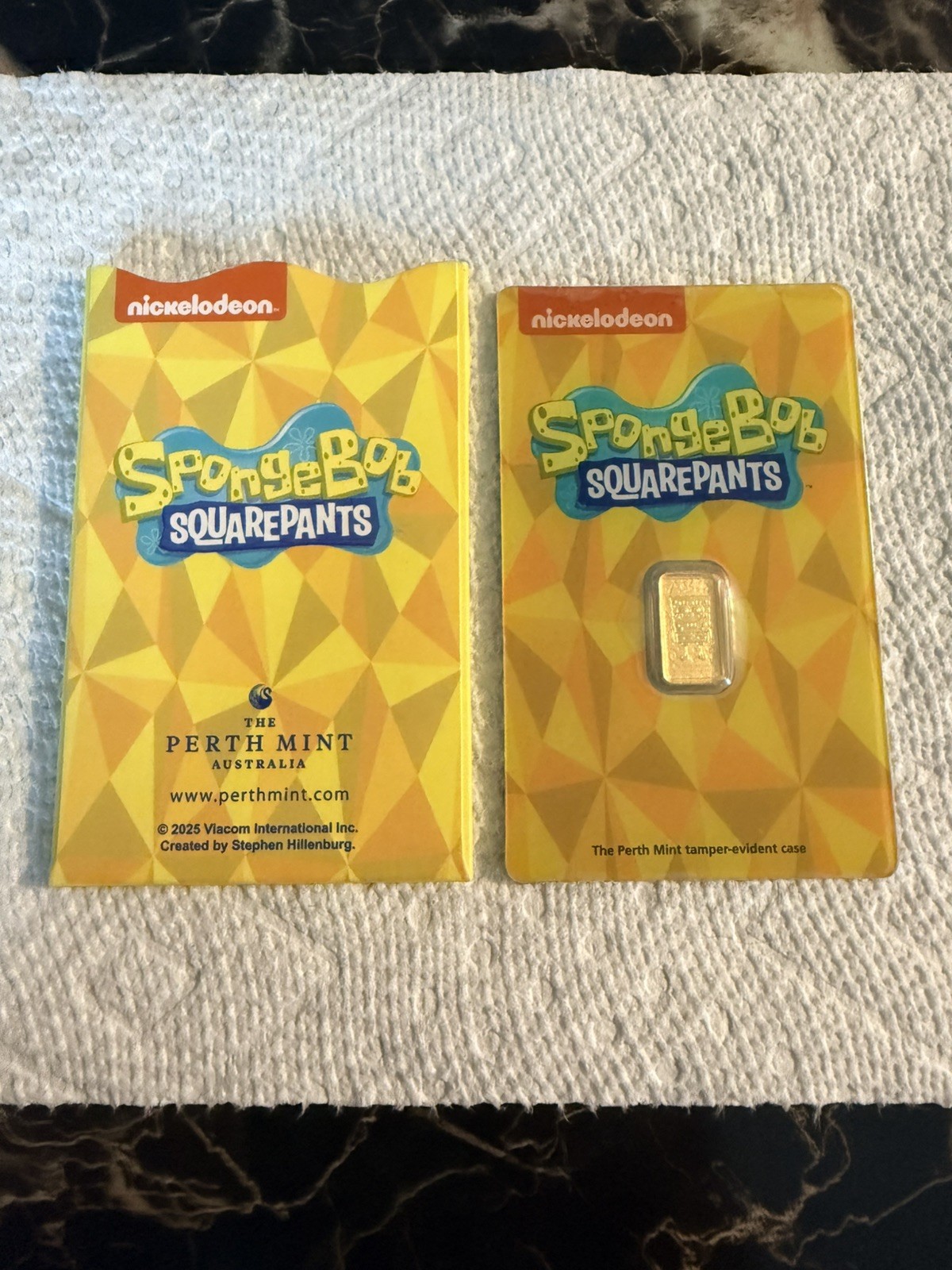 2025 Perth Mint Sponge Bob Square Pants 1 gram .9999 Fine Gold Bar. 5,000 Minted