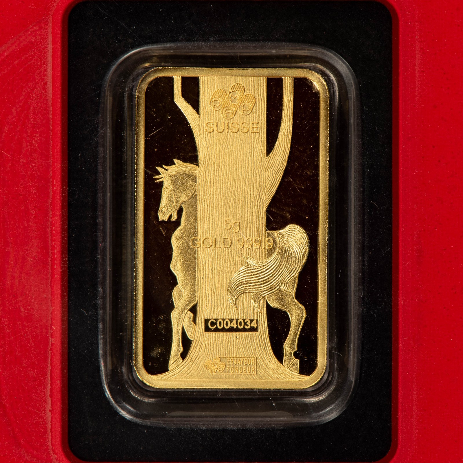 PAMP Suisse 5 gram Gold Bar – Lunar Horse 2014 – ASSAY CoA Card – SKU-G6500