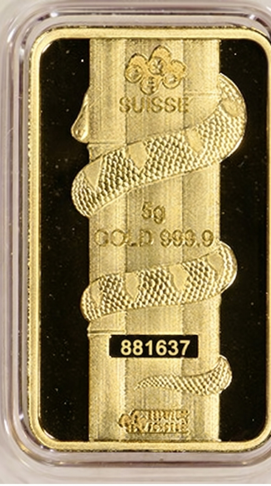 PAMP Suisse 5g Gold Year of the Snake – The Lunar Calendar Series. New in Assay