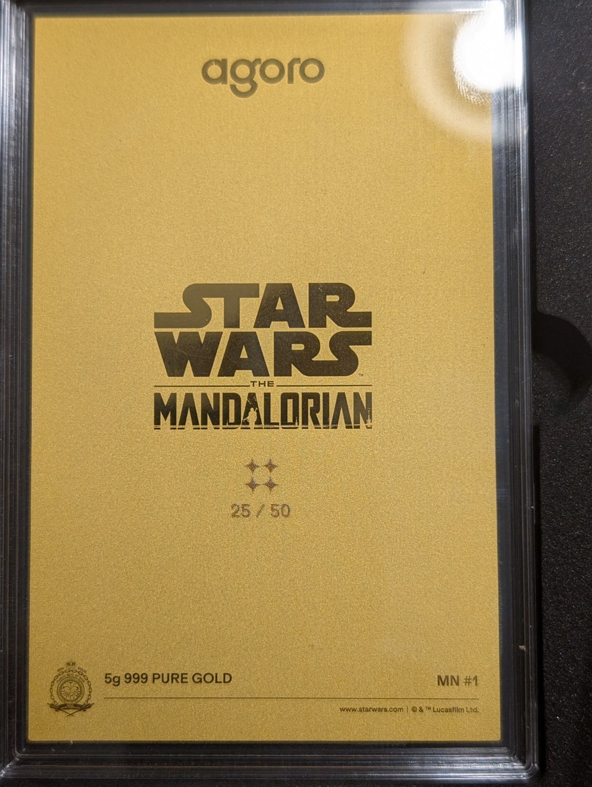 Star Wars Mandalorian Grogu 5g .999 Gold Foil Agoro Limited Edition #25/50 Rare