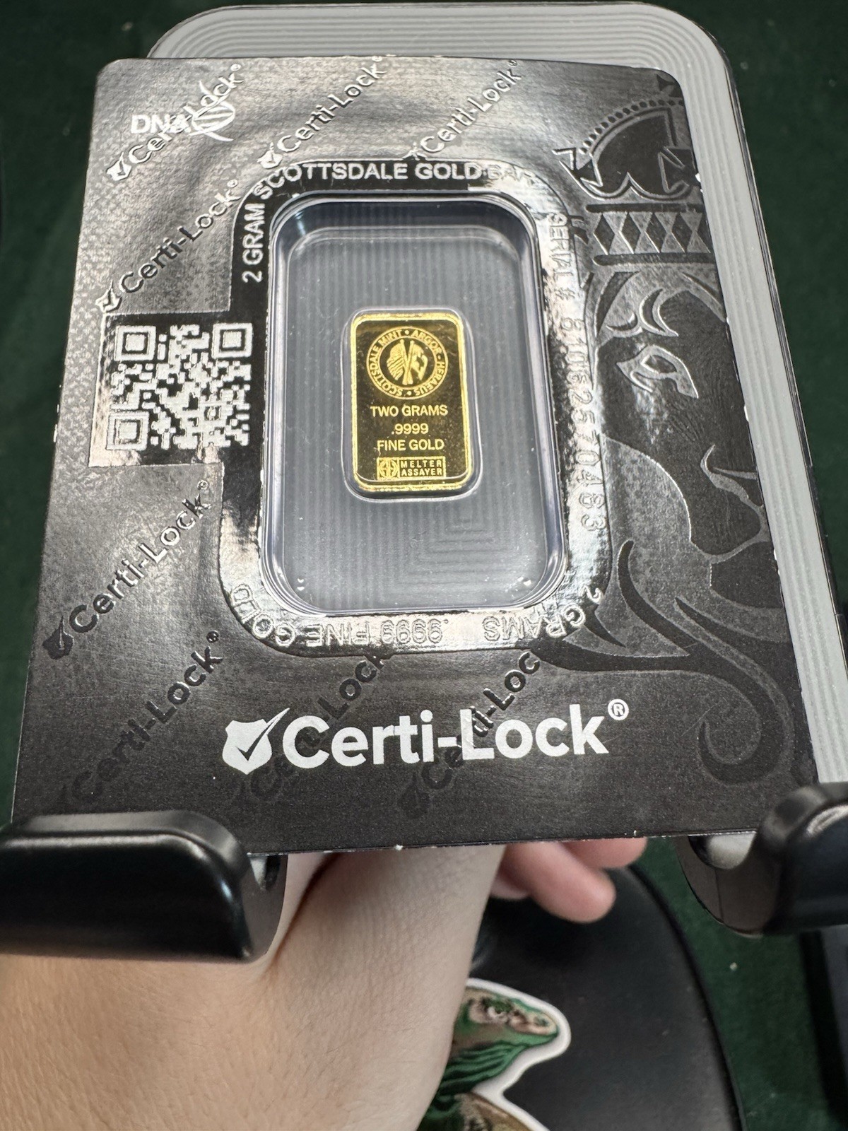 2 gram Scottsdale Mint .9999 Gold Bar – Sealed in Certi-Lock COA